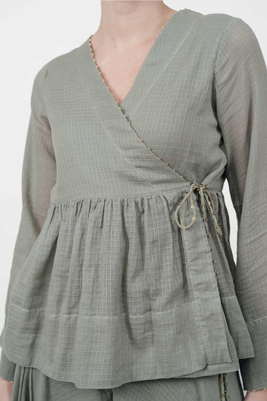 Saaz Grey Embroidered Sharara Set