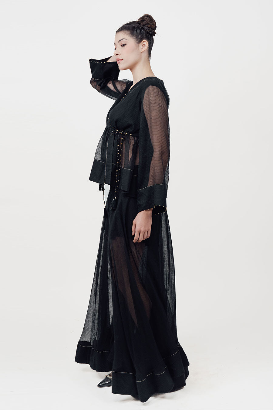 Saaz Black Embroidered Sharara Set