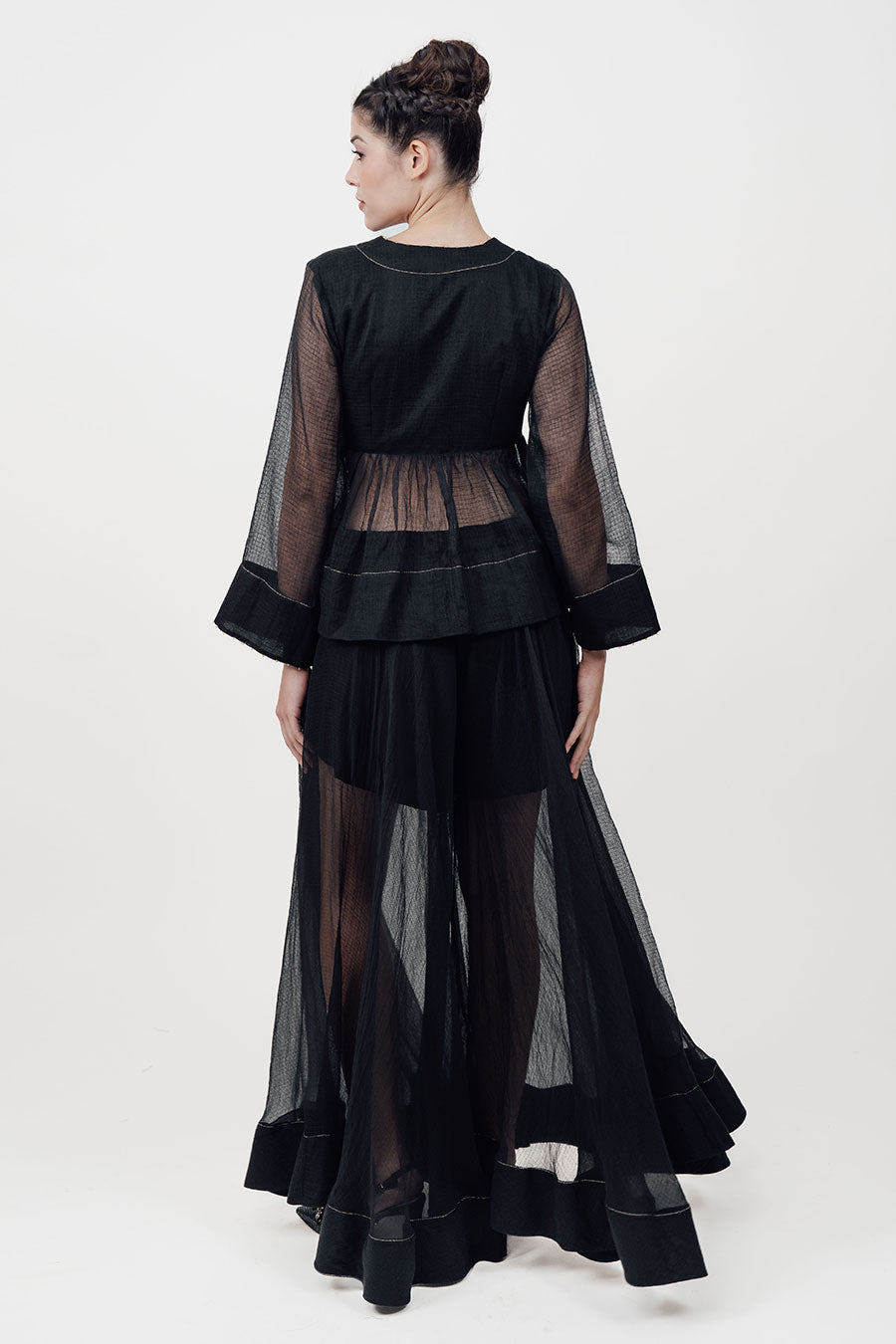 Saaz Black Embroidered Sharara Set