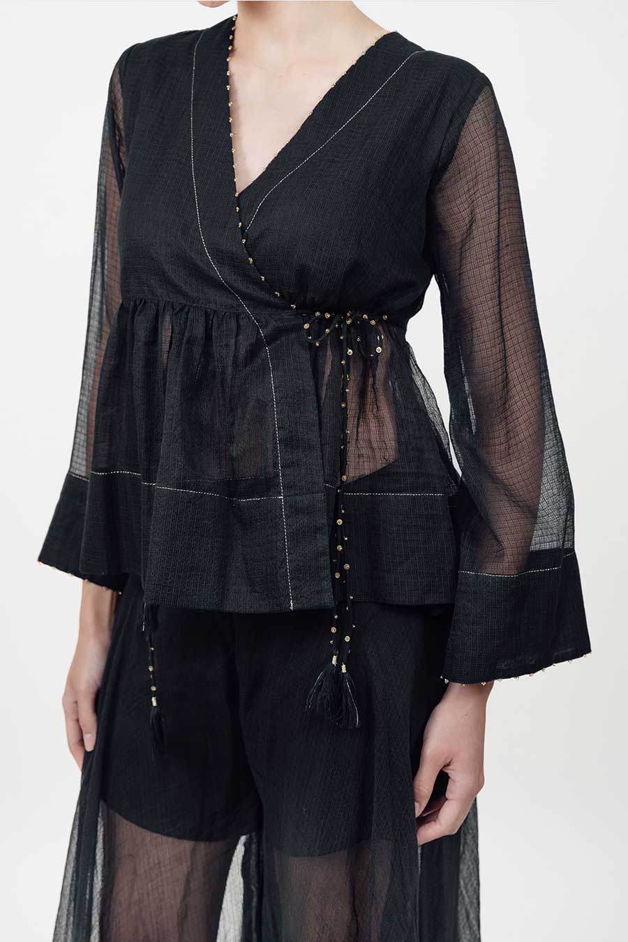 Saaz Black Embroidered Sharara Set