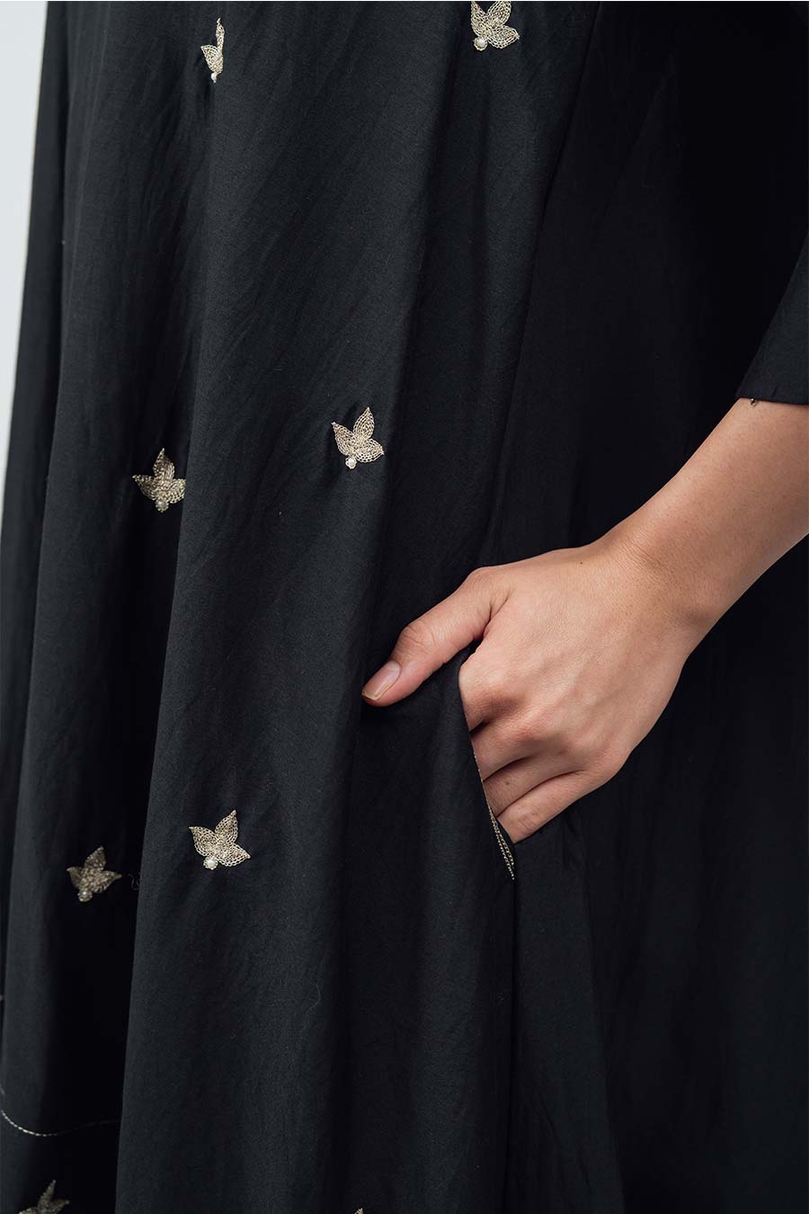 Taara Black Cotton Silk Embroidered Co-Ord Set