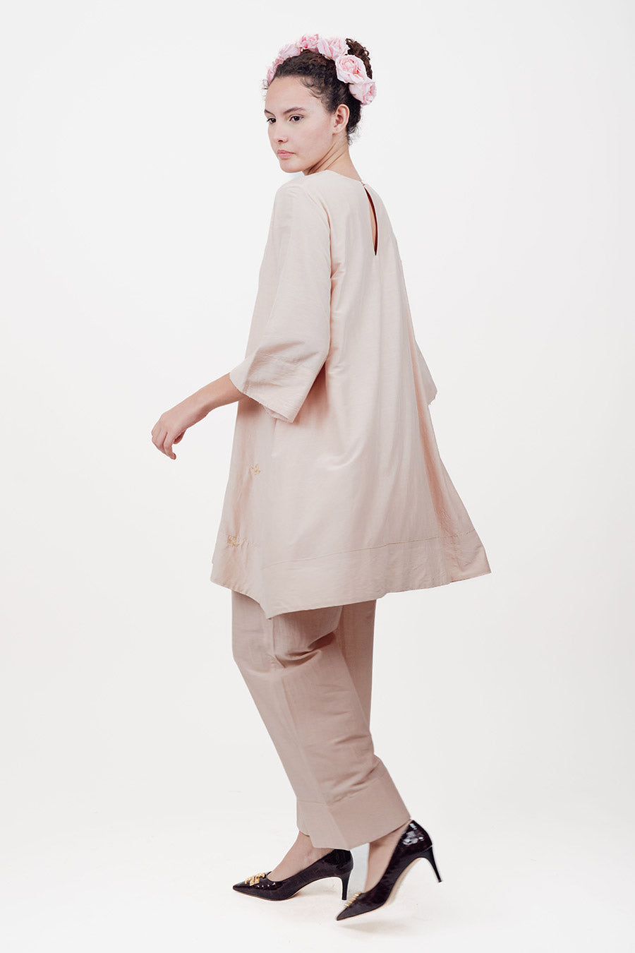 Taara Ivory Bluch Cotton Silk Embroidered Co-Ord Set