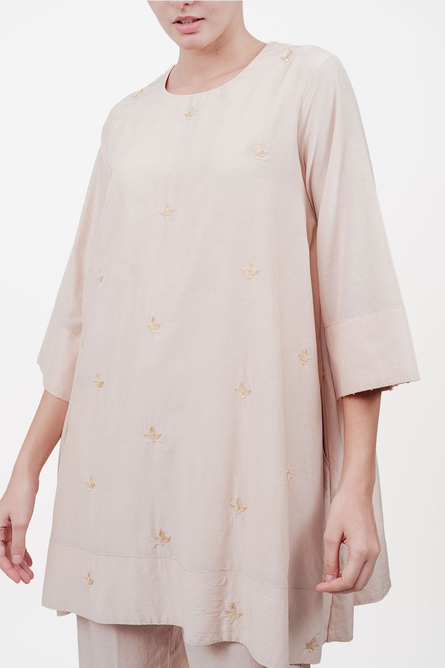 Taara Ivory Bluch Cotton Silk Embroidered Co-Ord Set