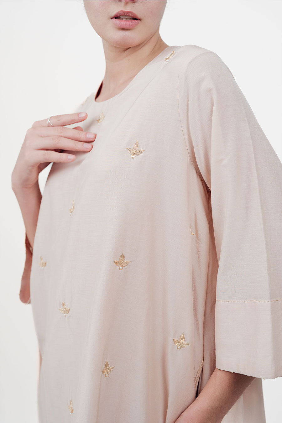 Taara Ivory Bluch Cotton Silk Embroidered Co-Ord Set