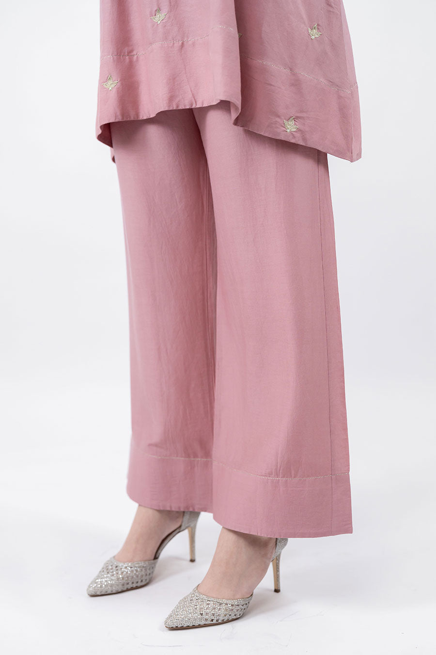 Taara Rose Pink Cotton Silk Embroidered Co-Ord Set