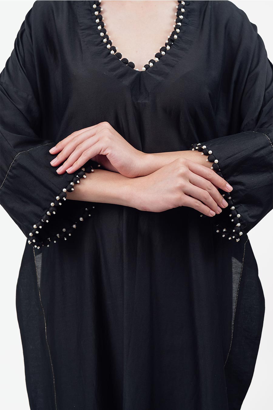 Sitaara Black Cotton Silk Kaftan Co-Ord Set