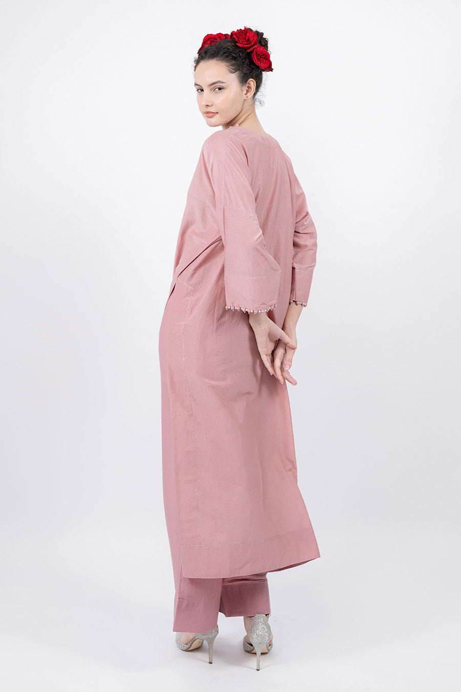 Sitaara Rose Cotton Silk Kaftan Co-Ord Set