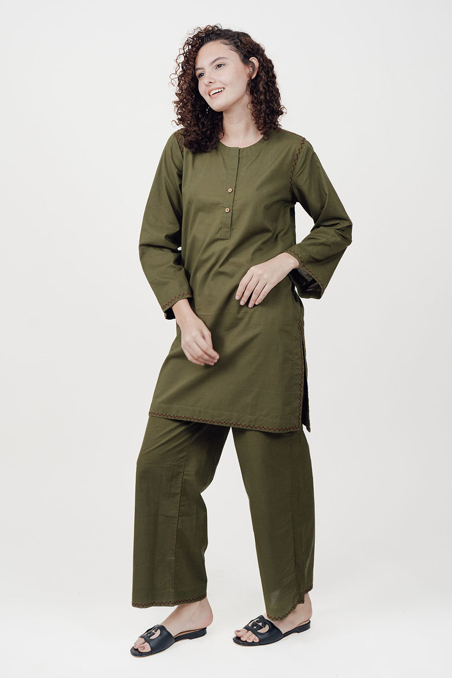 Rise Olive Cotton Co-Ord Set