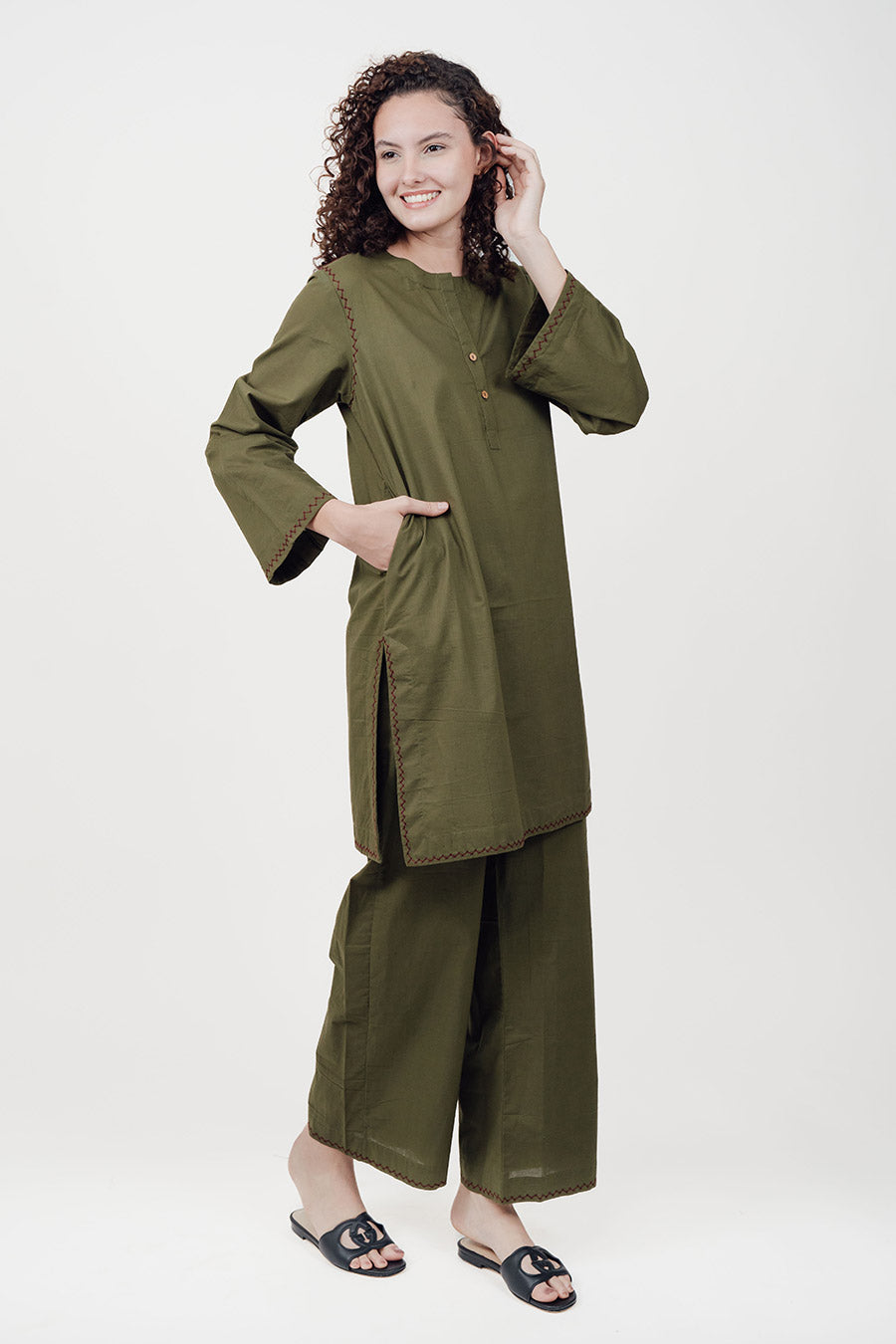 Rise Olive Cotton Co-Ord Set