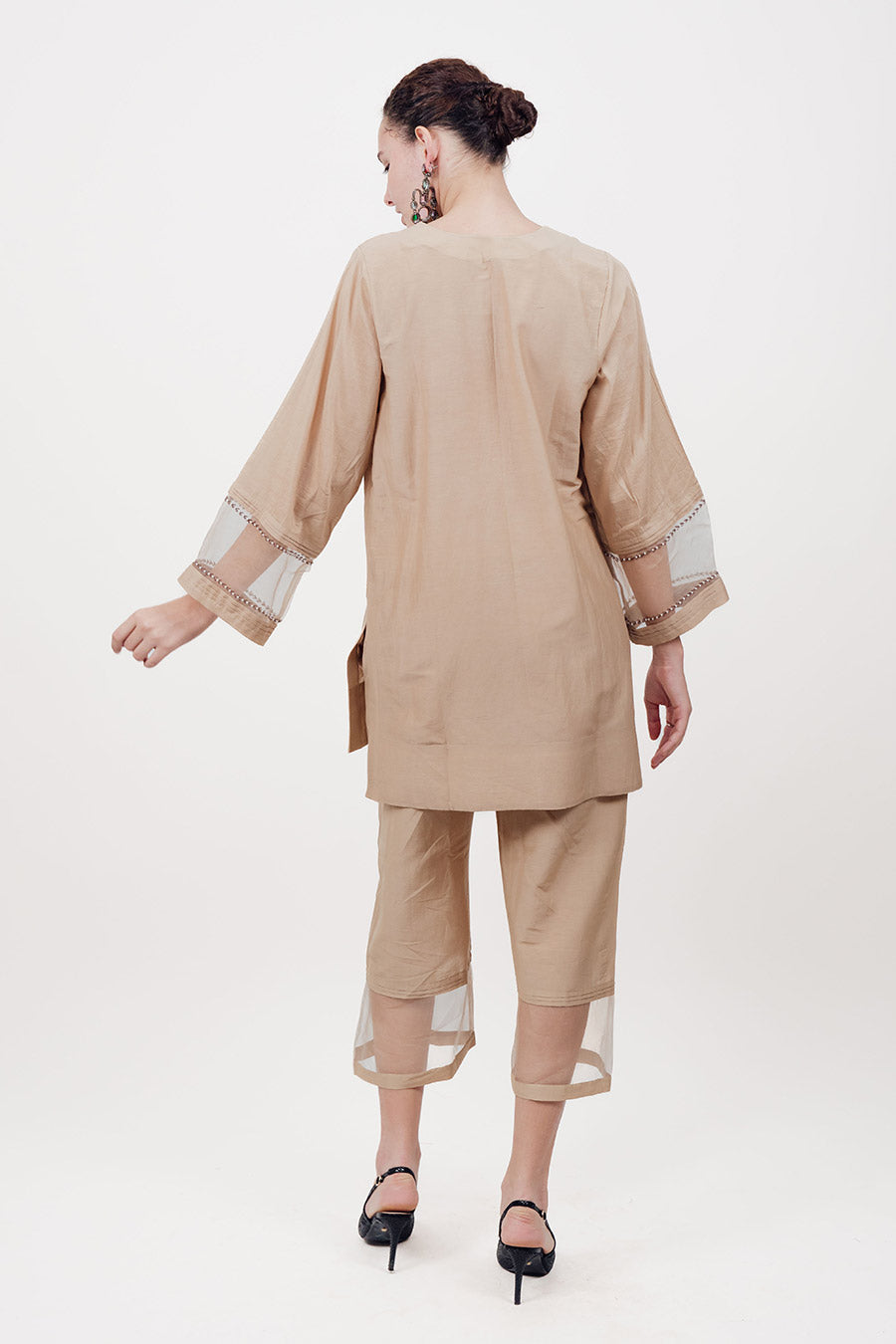 Virasat Beige Cotton Silk Embroidered Co-Ord Set