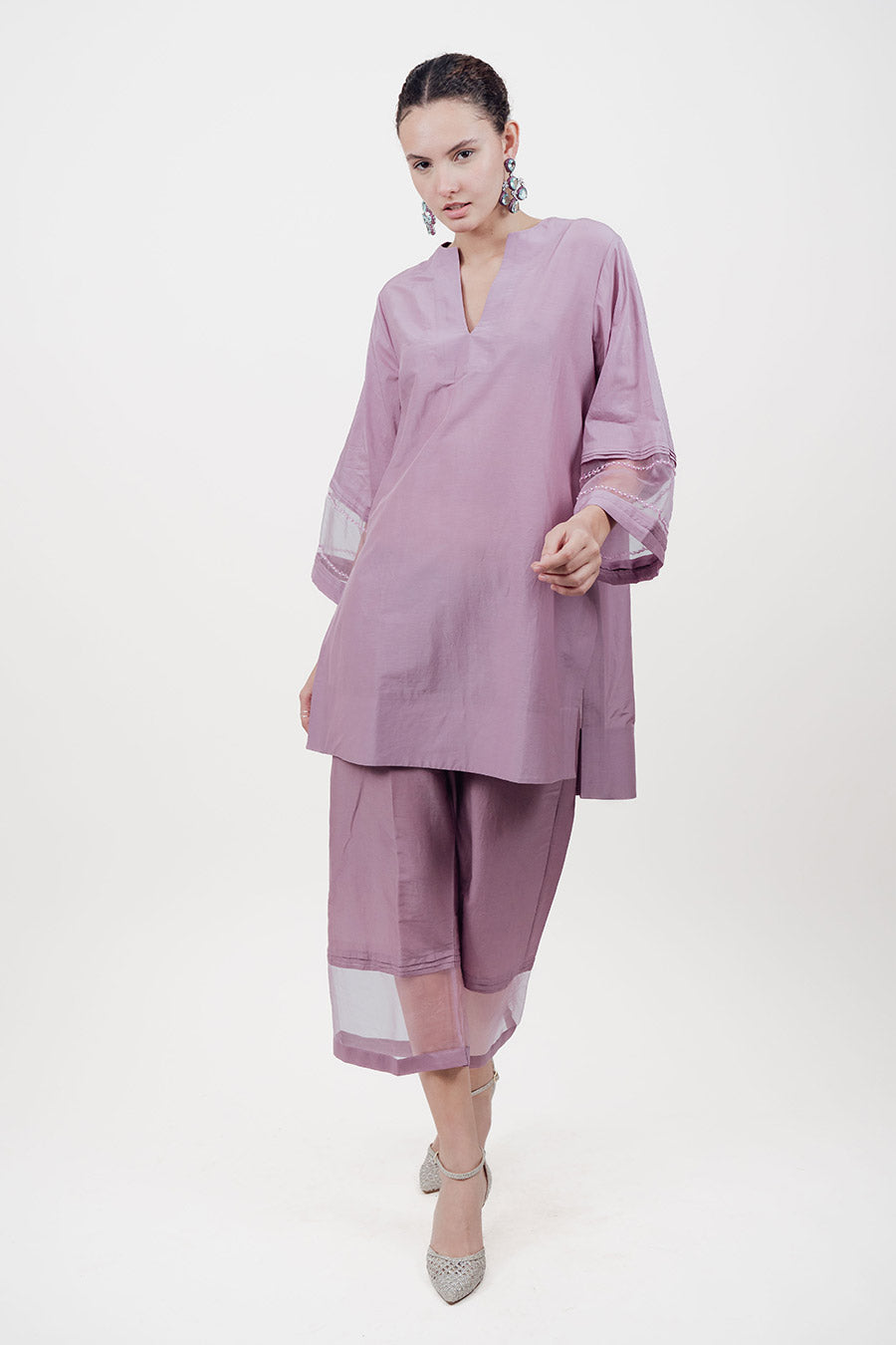 Virasat Lilac Cotton Silk Embroidered Co-Ord Set