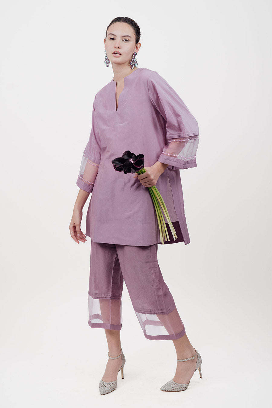 Virasat Lilac Cotton Silk Embroidered Co-Ord Set