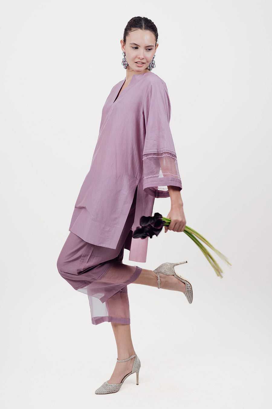 Virasat Lilac Cotton Silk Embroidered Co-Ord Set