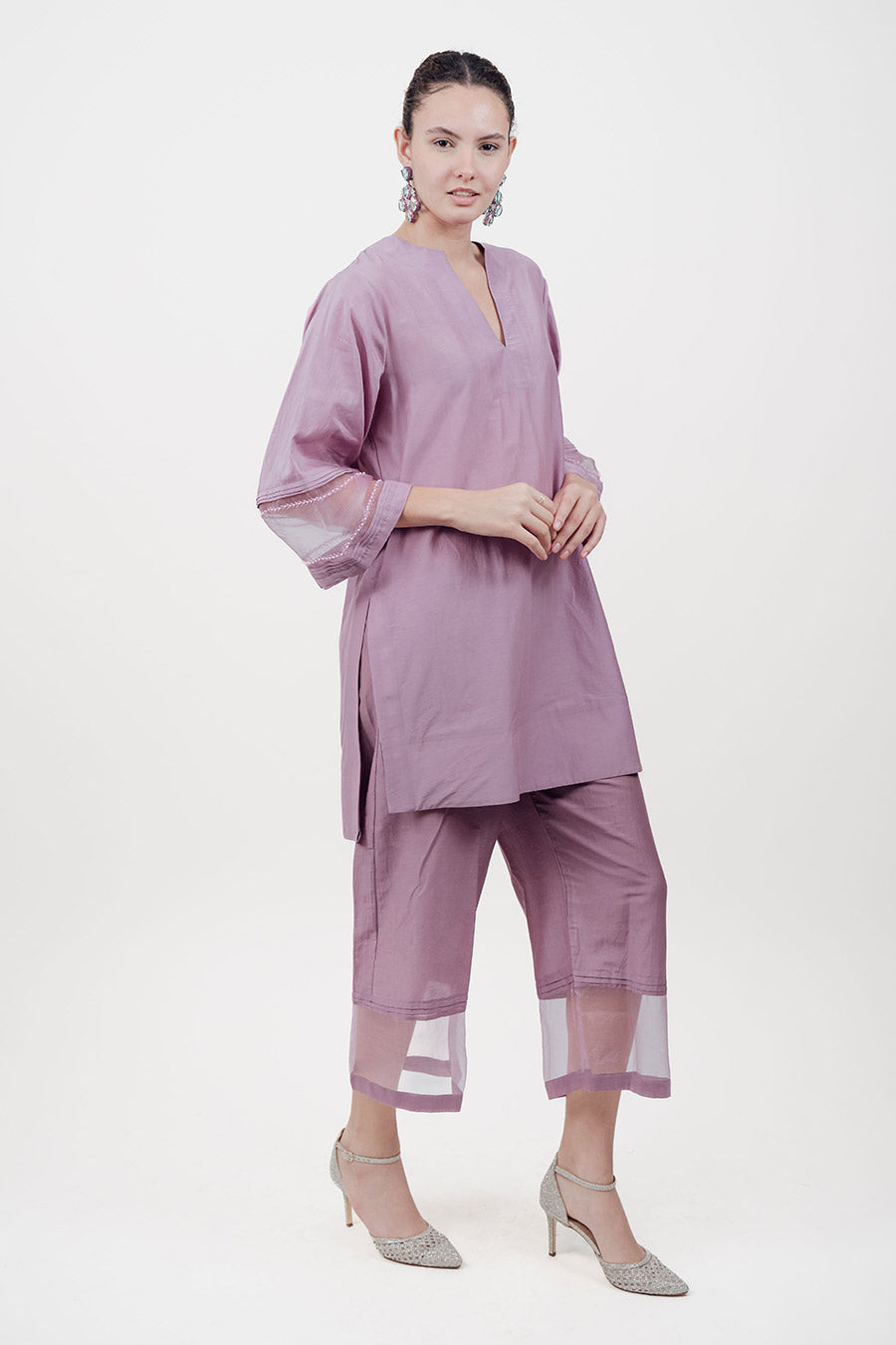 Virasat Lilac Cotton Silk Embroidered Co-Ord Set