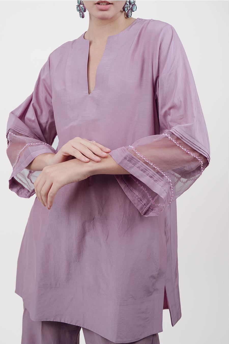 Virasat Lilac Cotton Silk Embroidered Co-Ord Set