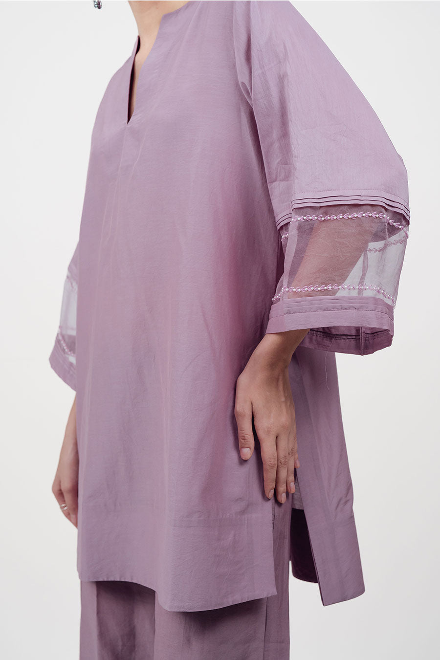 Virasat Lilac Cotton Silk Embroidered Co-Ord Set