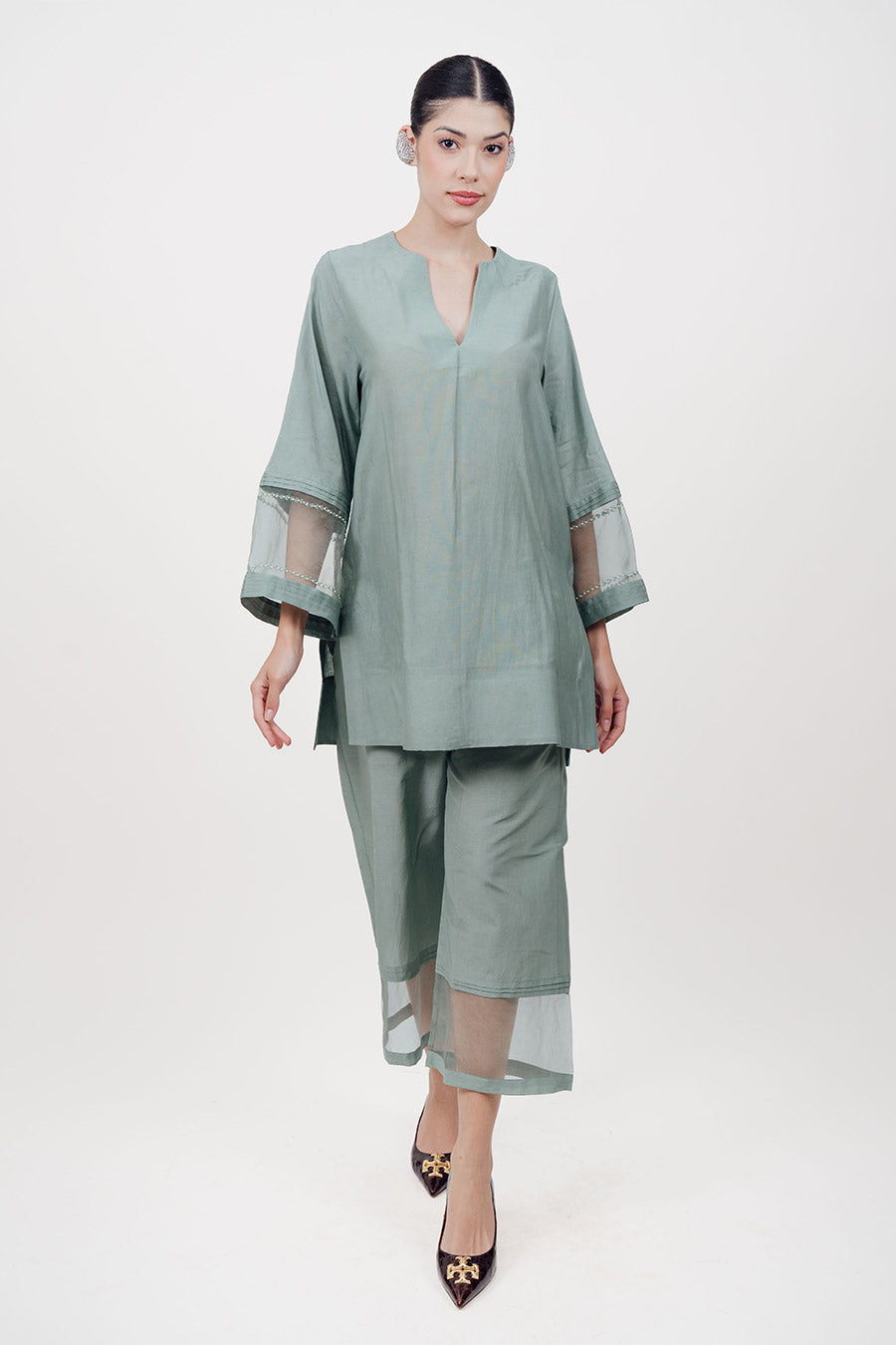 Virasat Blue Cotton Silk Embroidered Co-Ord Set