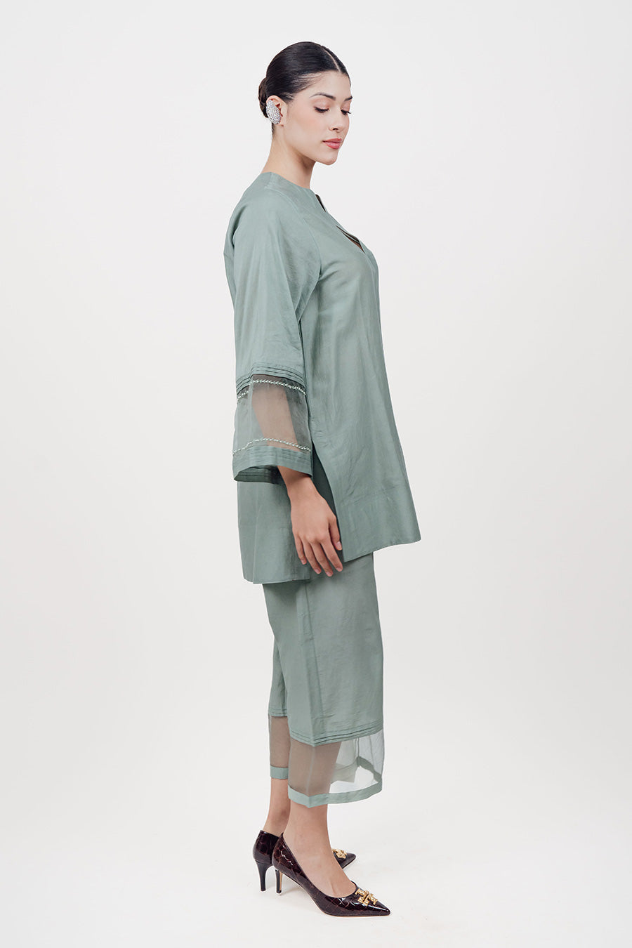 Virasat Blue Cotton Silk Embroidered Co-Ord Set