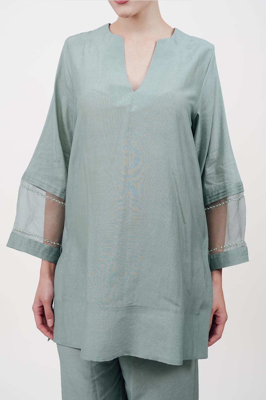 Virasat Blue Cotton Silk Embroidered Co-Ord Set