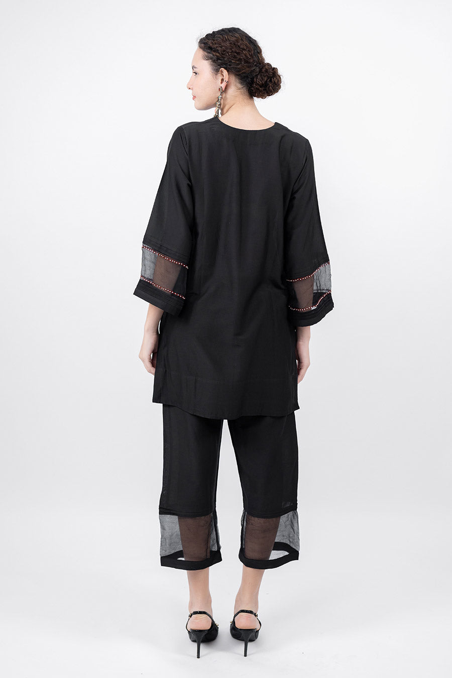 Virasat Black Cotton Silk Embroidered Co-Ord Set