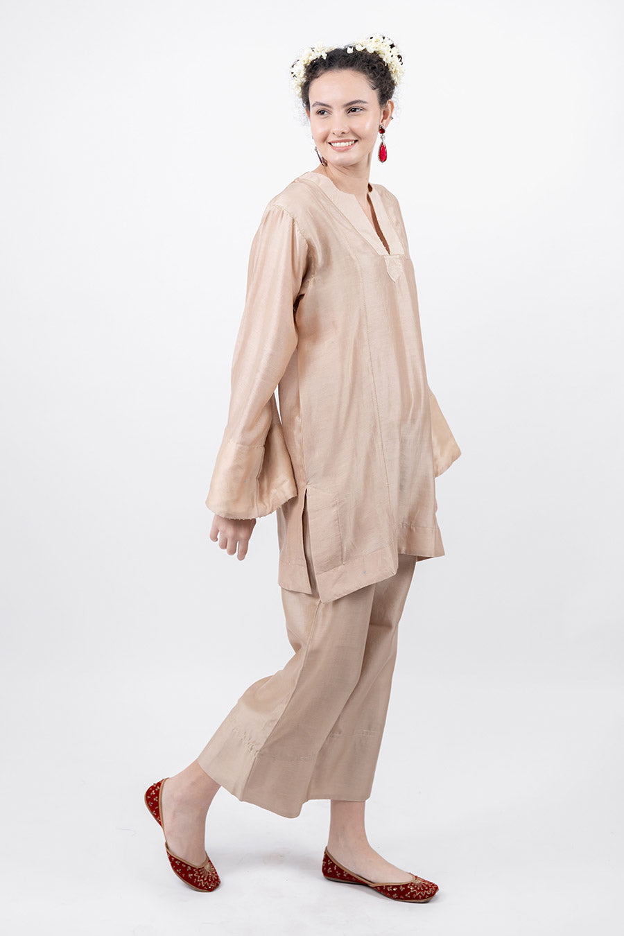 Lumira Beige Chanderi Co-Ord Set