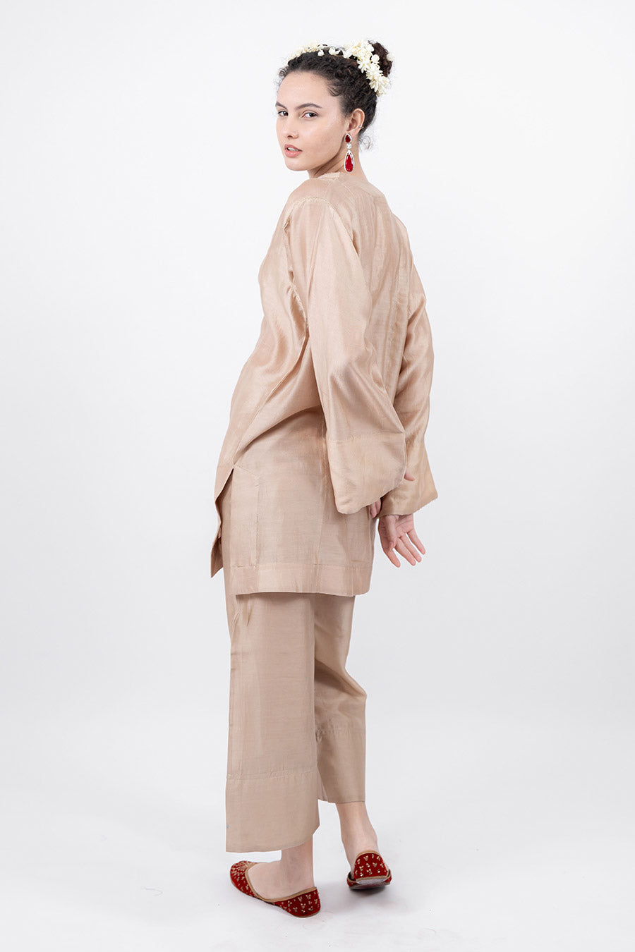 Lumira Beige Chanderi Co-Ord Set
