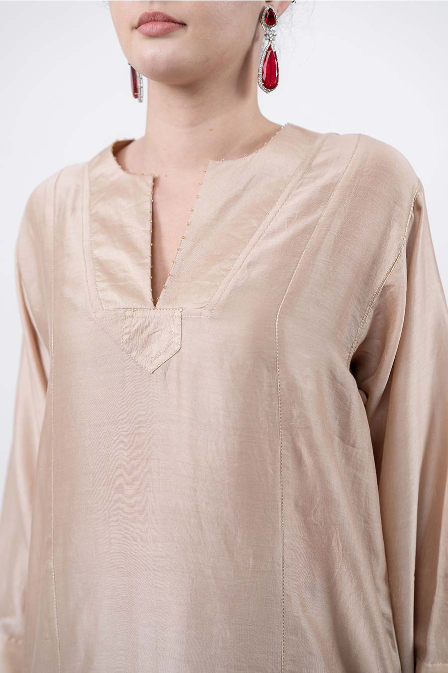 Lumira Beige Chanderi Co-Ord Set