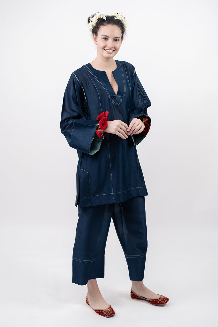 Lumira Navy Blue Chanderi Co-Ord Set