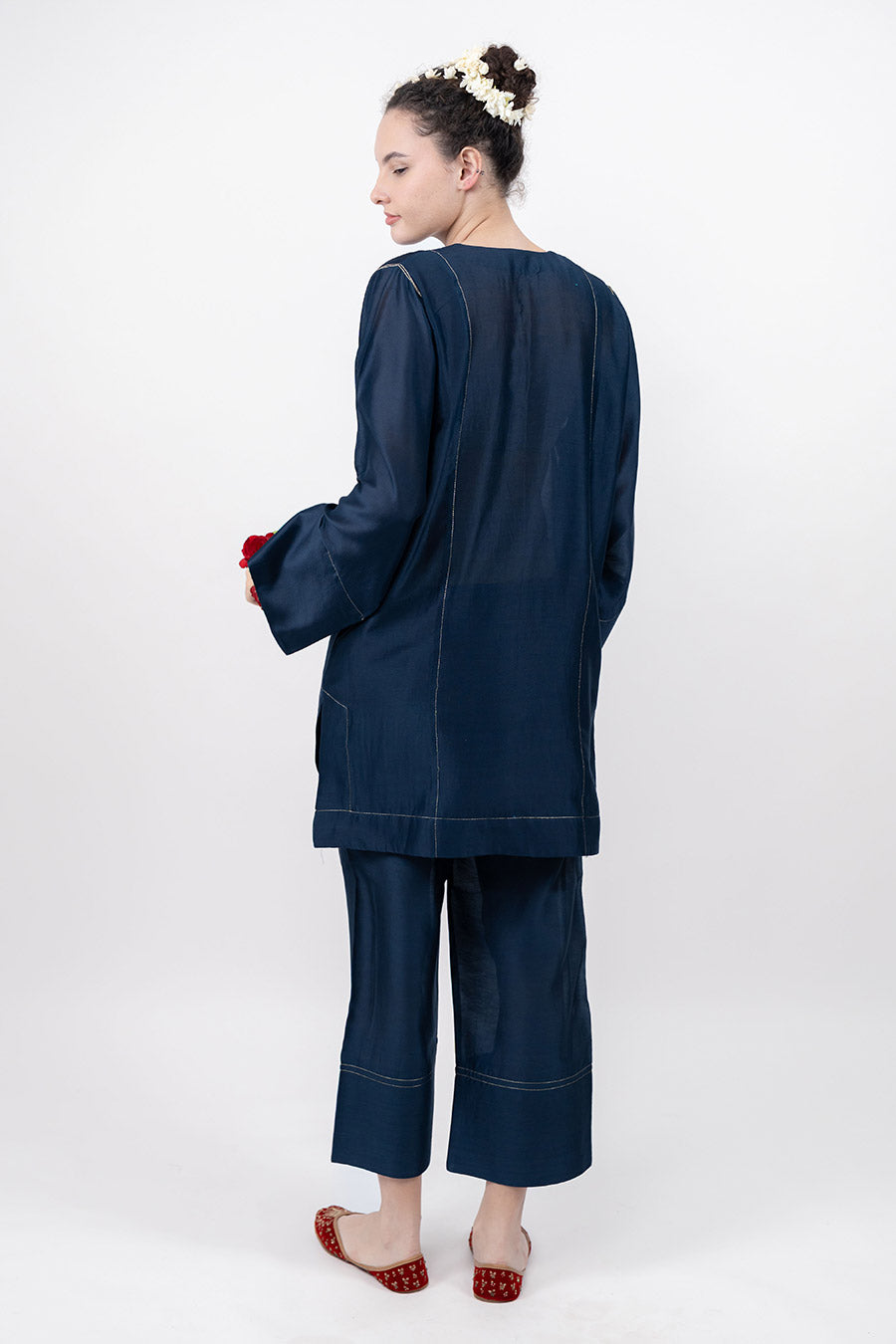 Lumira Navy Blue Chanderi Co-Ord Set
