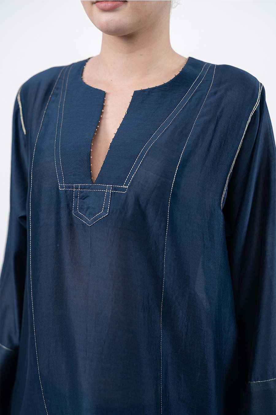 Lumira Navy Blue Chanderi Co-Ord Set