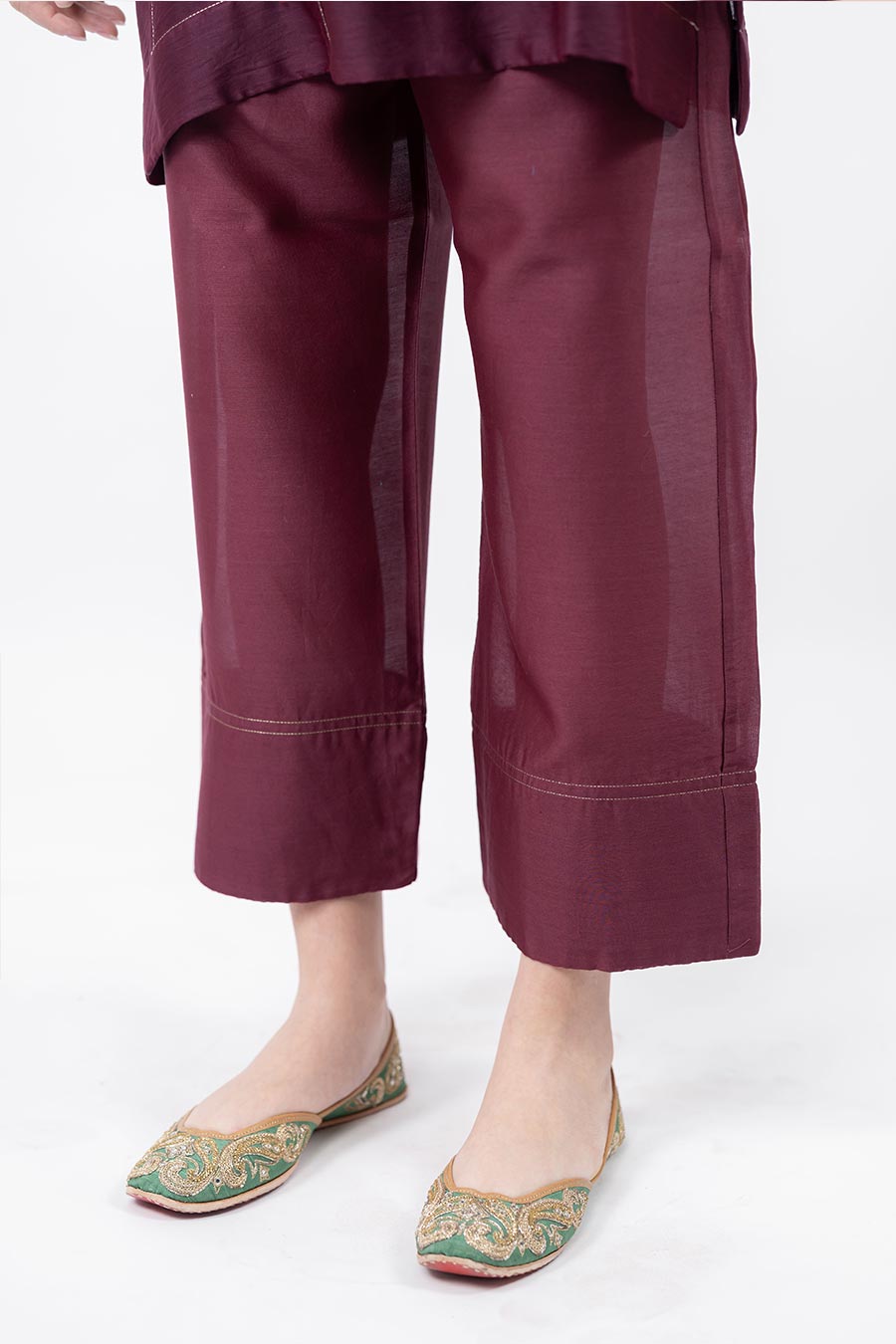 Lumira Burgundy Chanderi Co-Ord Set