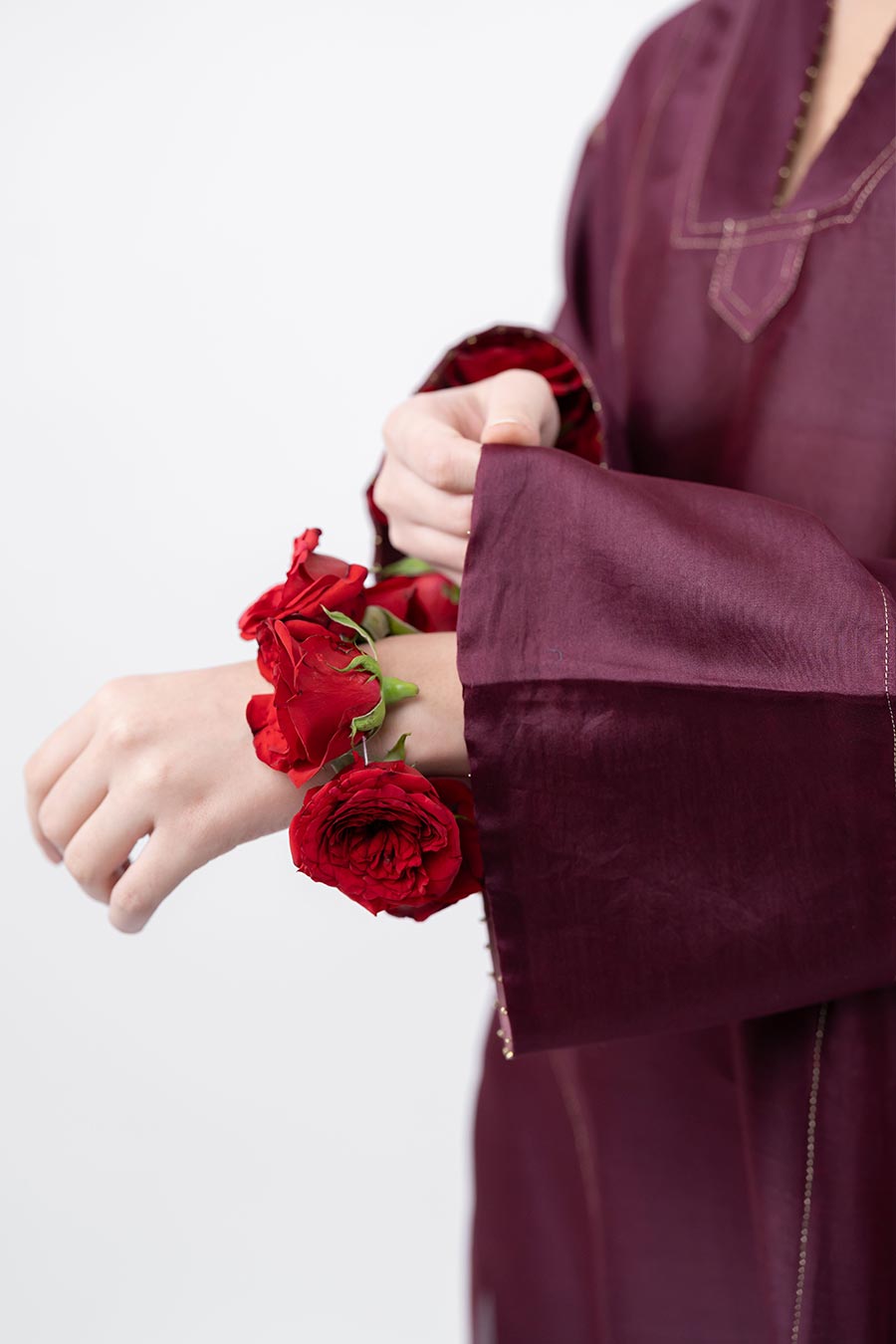 Lumira Burgundy Chanderi Co-Ord Set