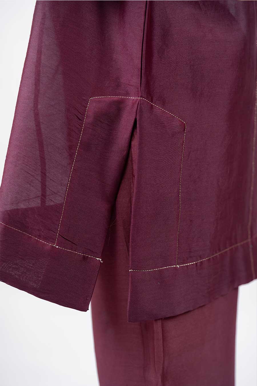 Lumira Burgundy Chanderi Co-Ord Set