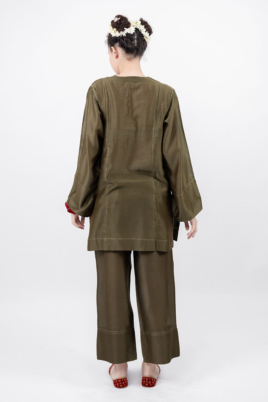 Lumira Moss Green Chanderi Co-Ord Set