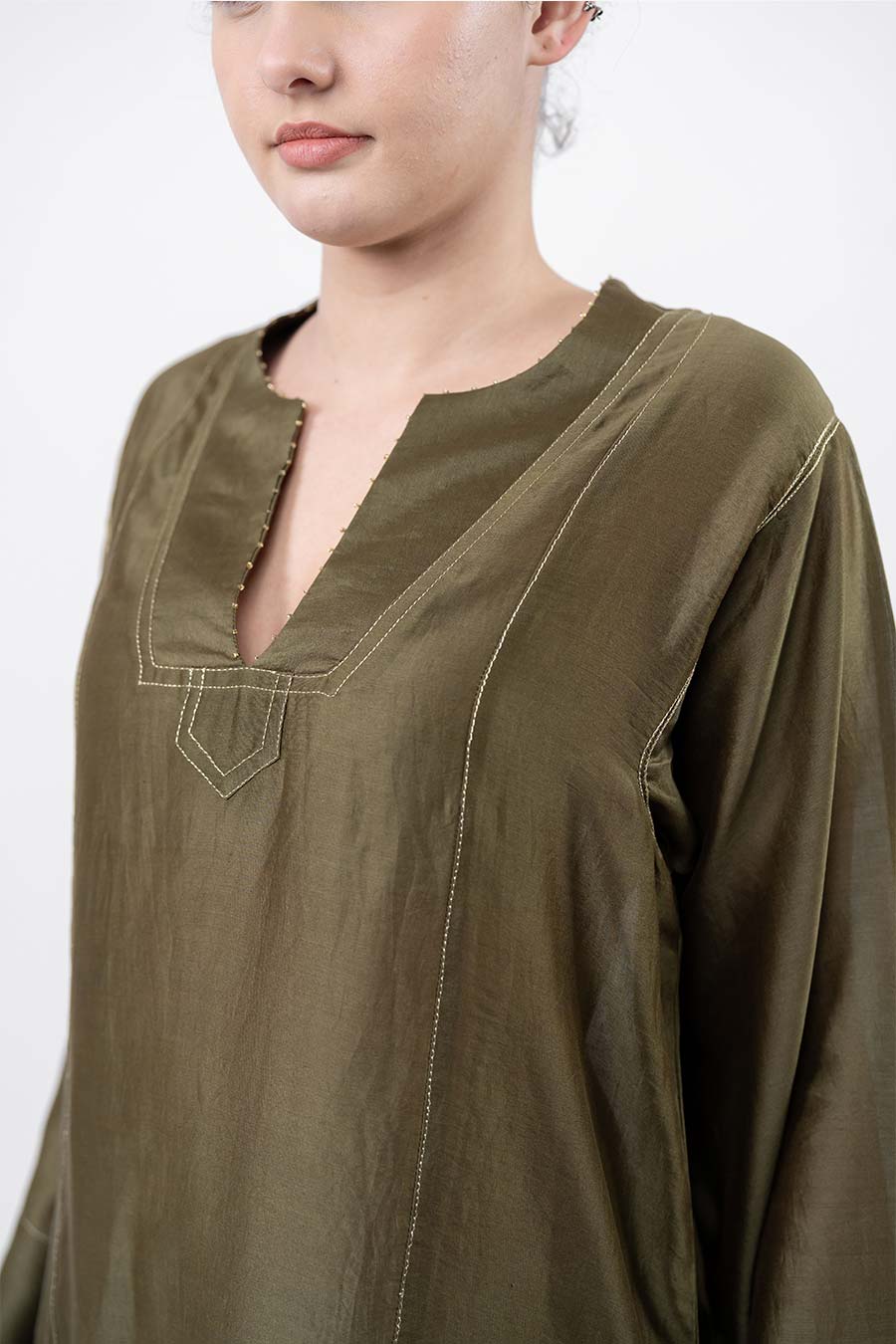 Lumira Moss Green Chanderi Co-Ord Set
