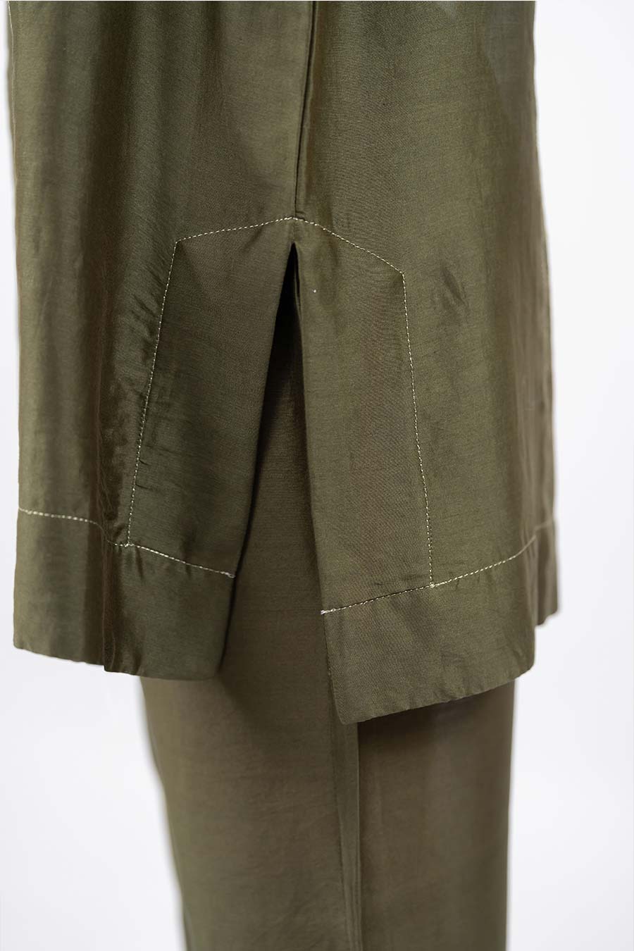 Lumira Moss Green Chanderi Co-Ord Set