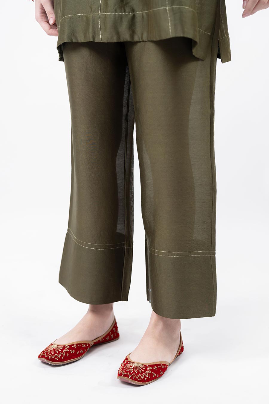 Lumira Moss Green Chanderi Co-Ord Set