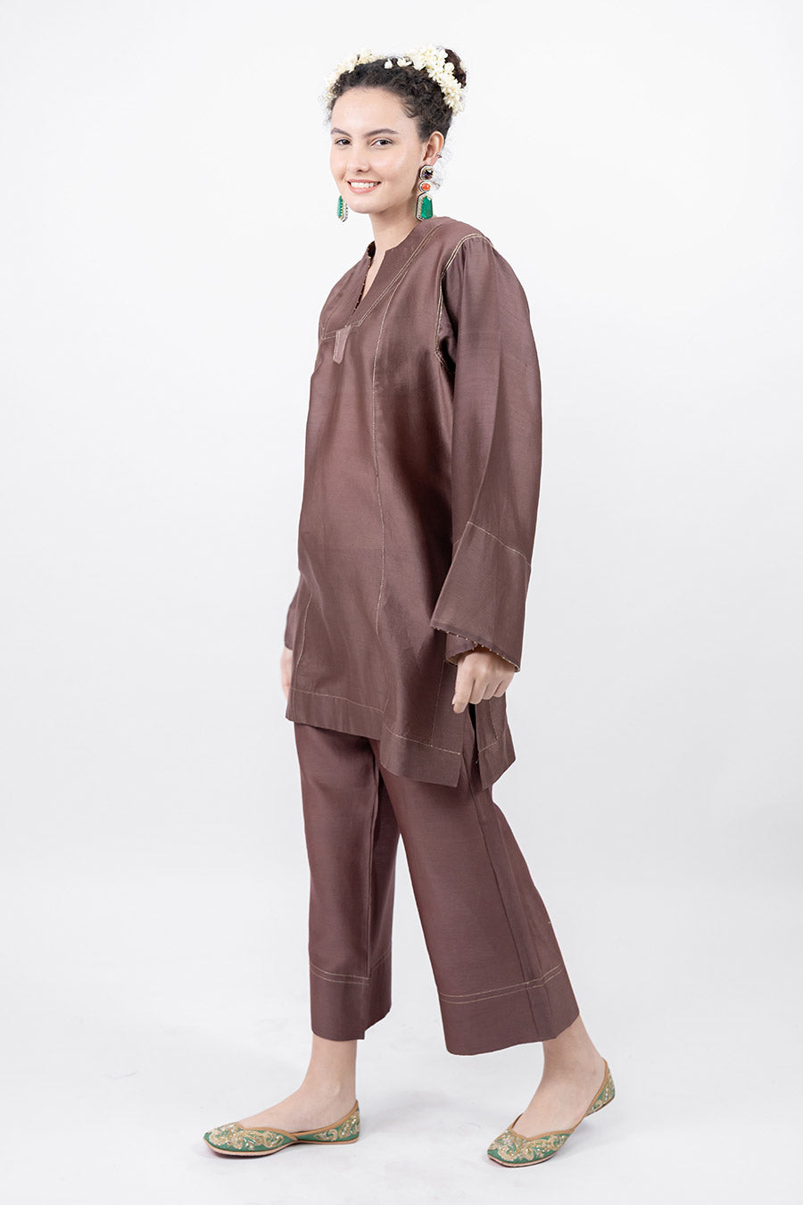 Lumira Brown Chanderi Co-Ord Set