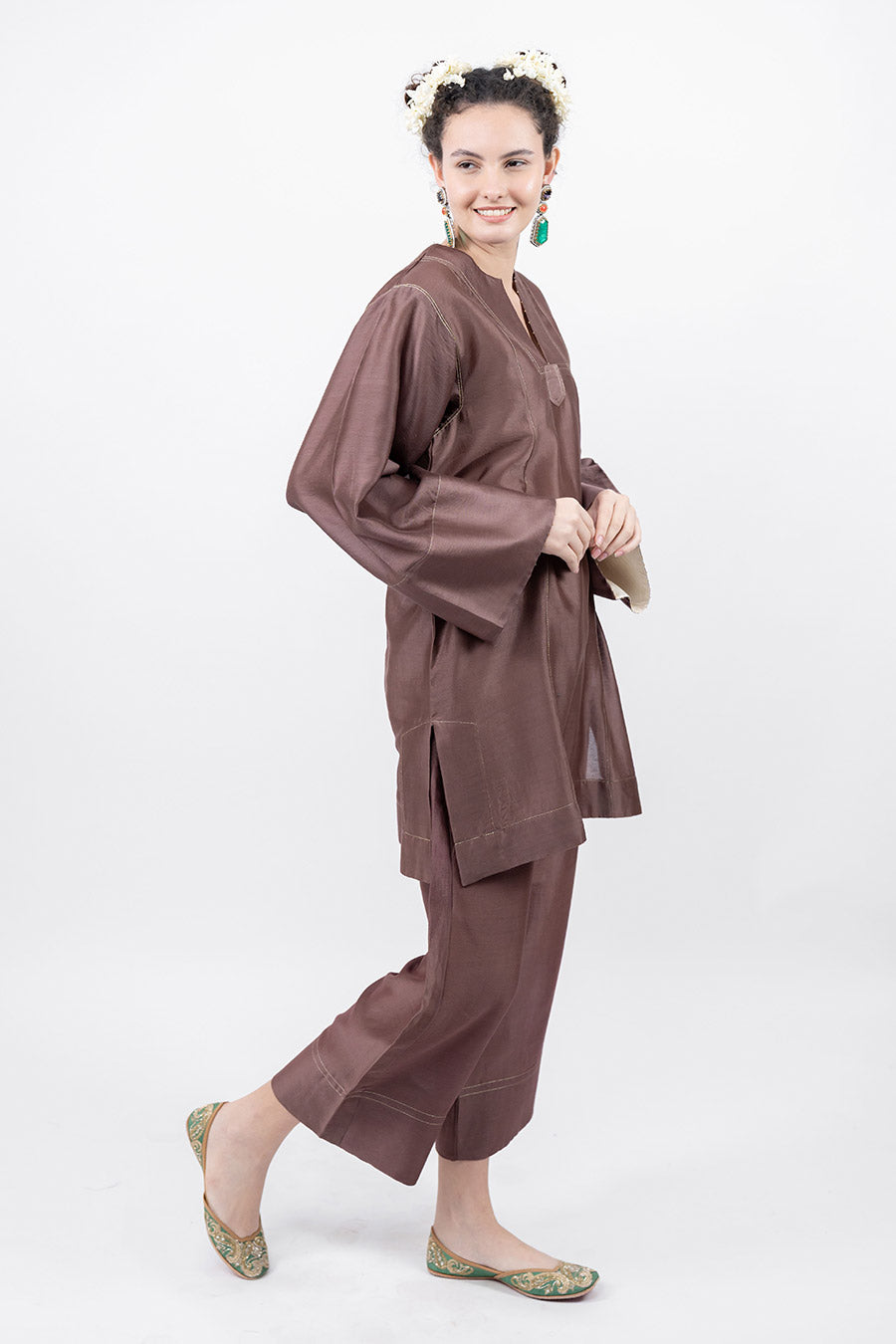 Lumira Brown Chanderi Co-Ord Set