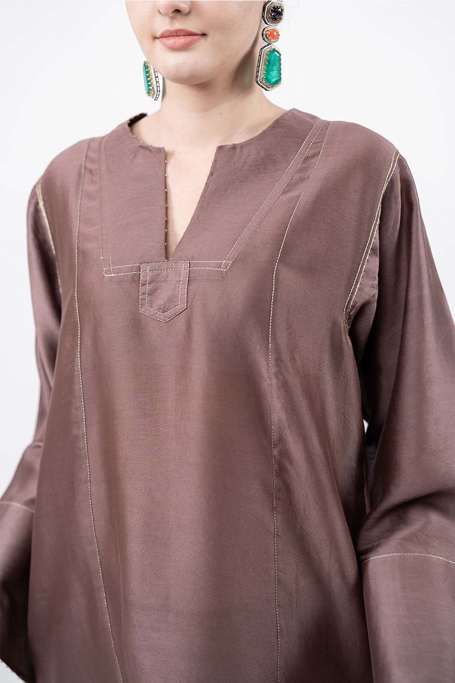 Lumira Brown Chanderi Co-Ord Set