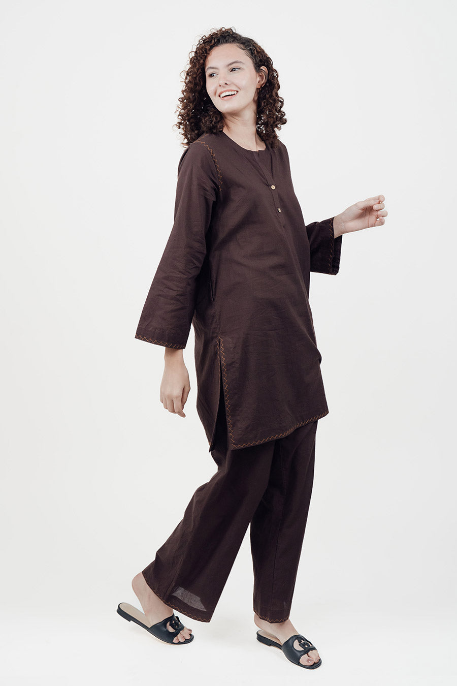 Rise Brown Cotton Co-Ord Set