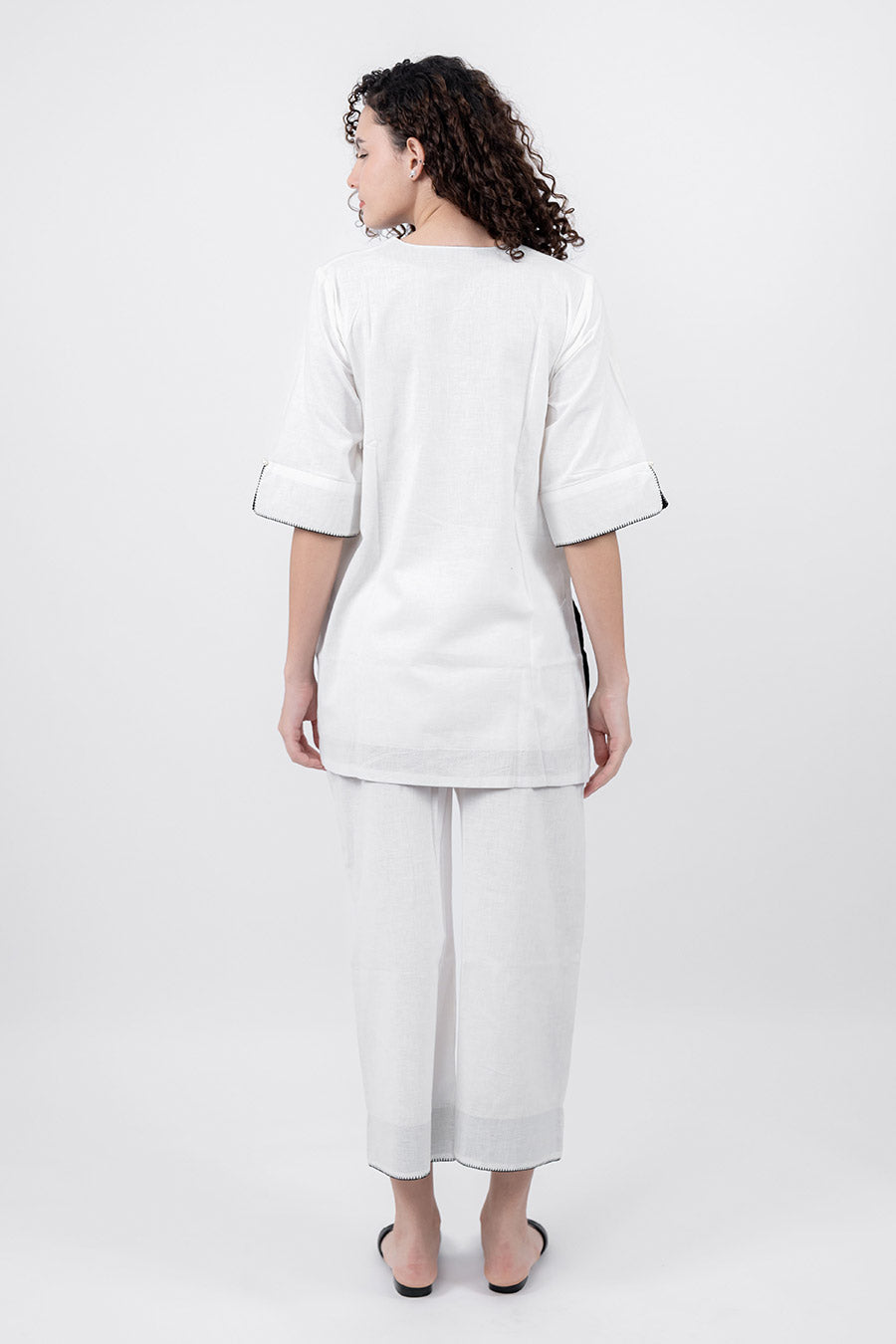 Ziya White Cotton Linen Co-Ord Set