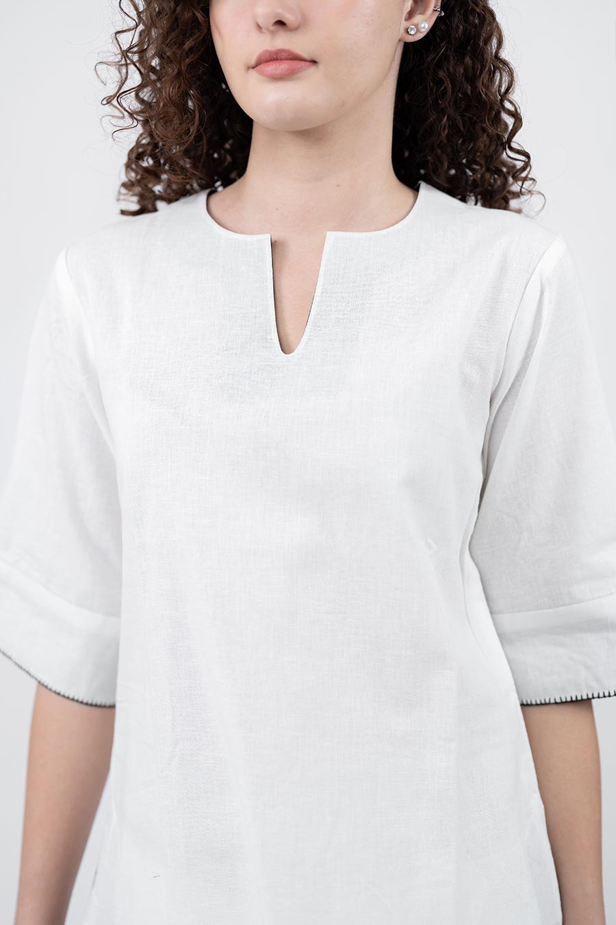 Ziya White Cotton Linen Co-Ord Set