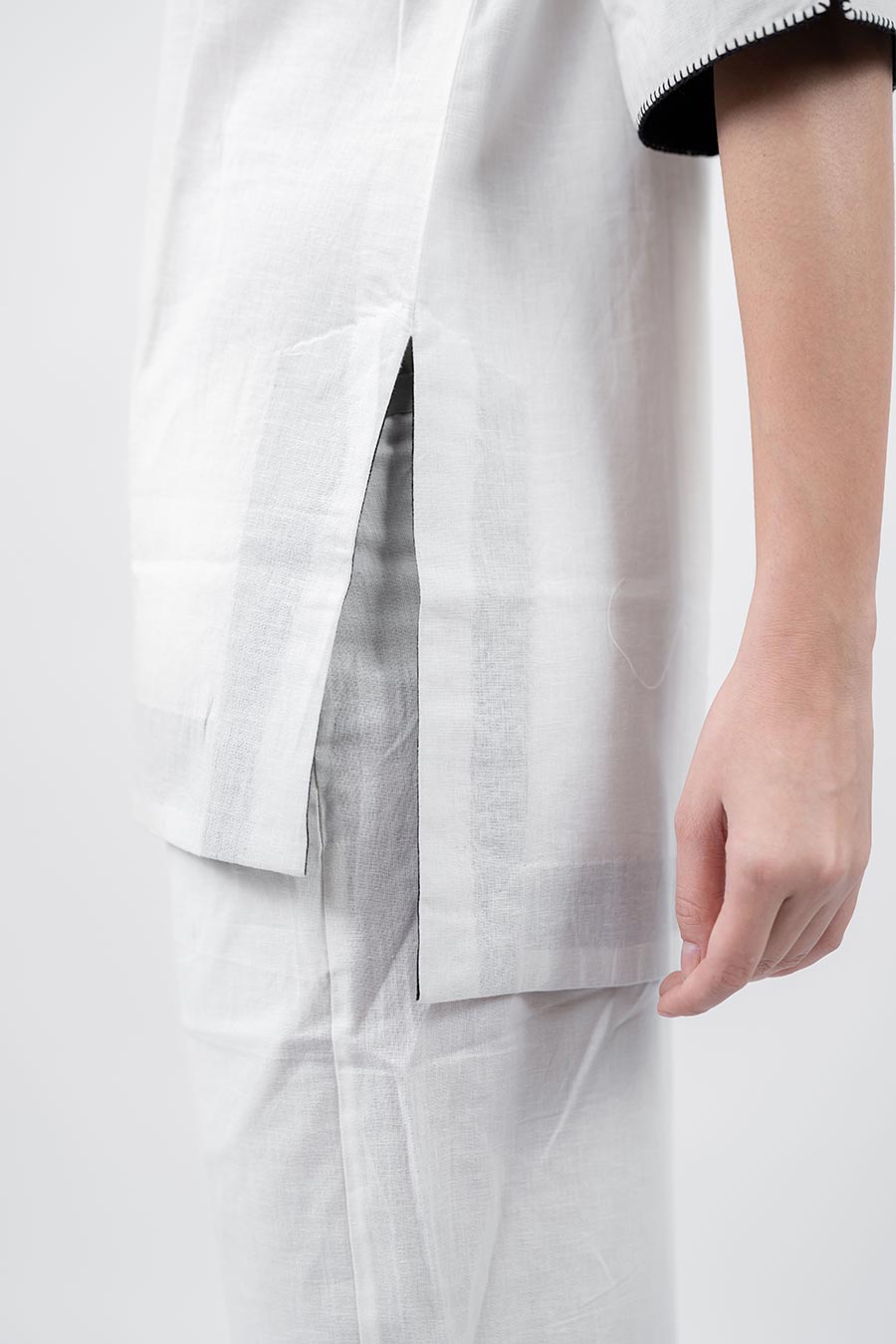 Ziya White Cotton Linen Co-Ord Set