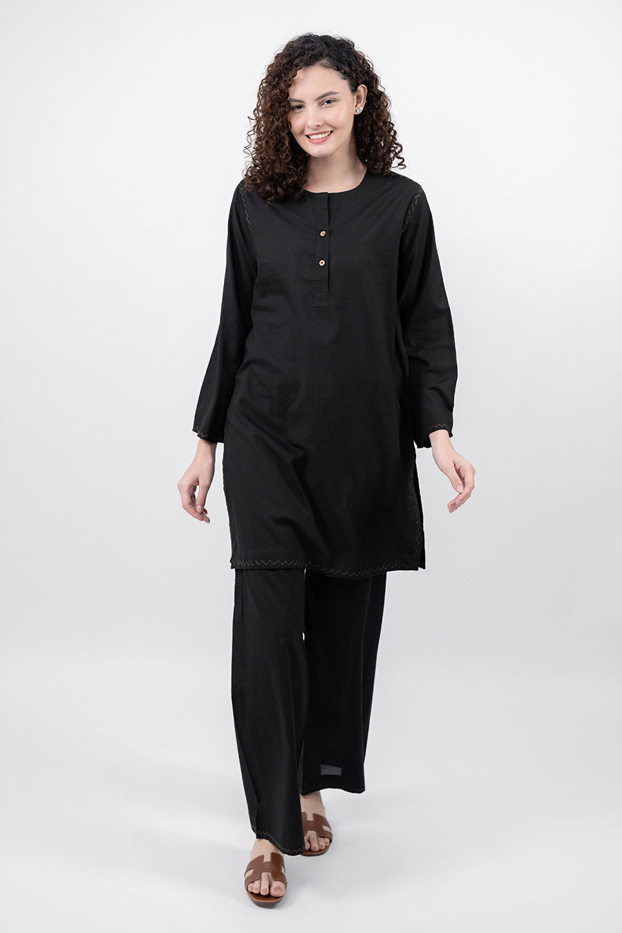 Rise Black Cotton Co-Ord Set