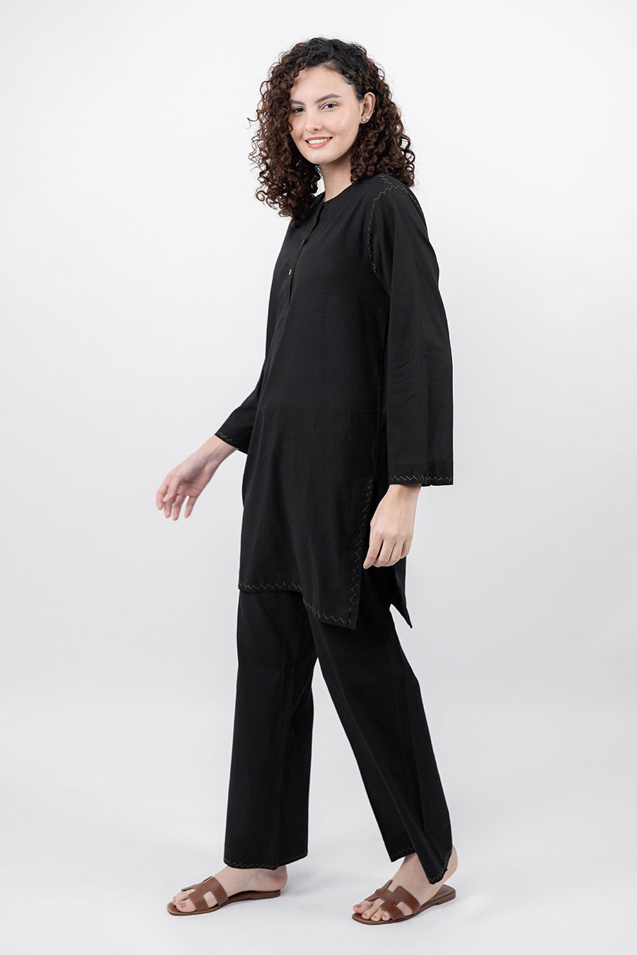 Rise Black Cotton Co-Ord Set