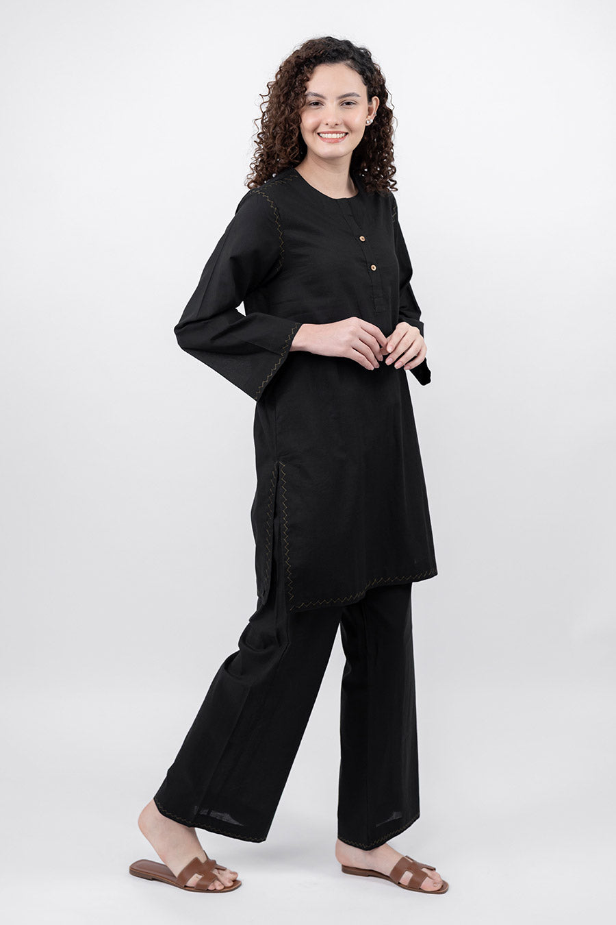 Rise Black Cotton Co-Ord Set