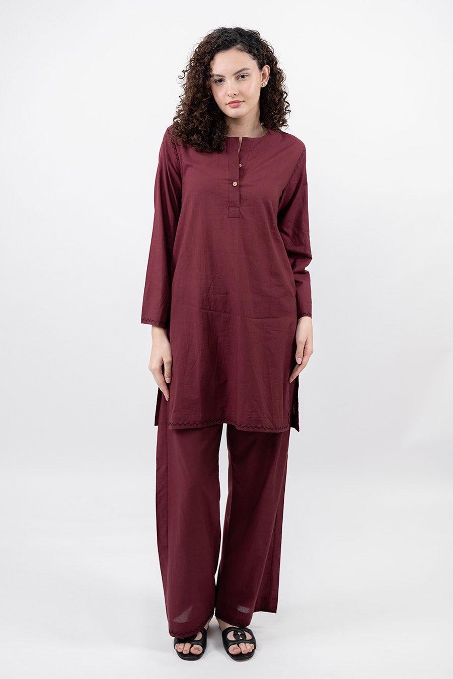 Rise Maroon Cotton Co-Ord Set