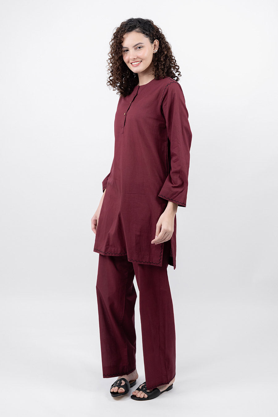 Rise Maroon Cotton Co-Ord Set