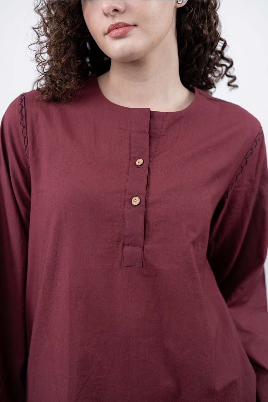 Rise Maroon Cotton Co-Ord Set
